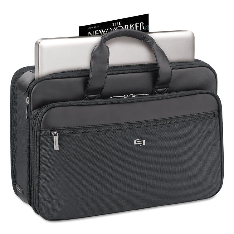 Classic Smart Strap Briefcase, Fits Devices Up to 16", Ballistic Polyester, 17.5 x 5.5 x 12, Black