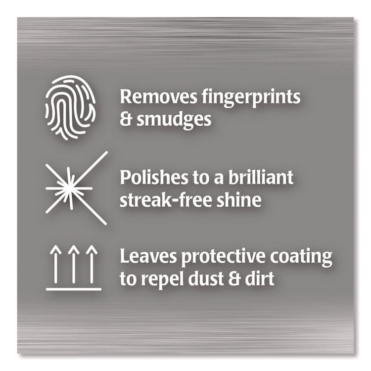 Stainless Steel Wipes, 1-Ply, 7 x 8, White, 30/Canister, 4 Canisters/Carton