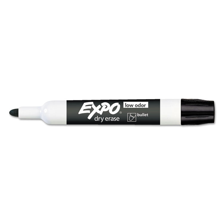 Low-Odor Dry-Erase Marker, Medium Bullet Tip, Black, Dozen