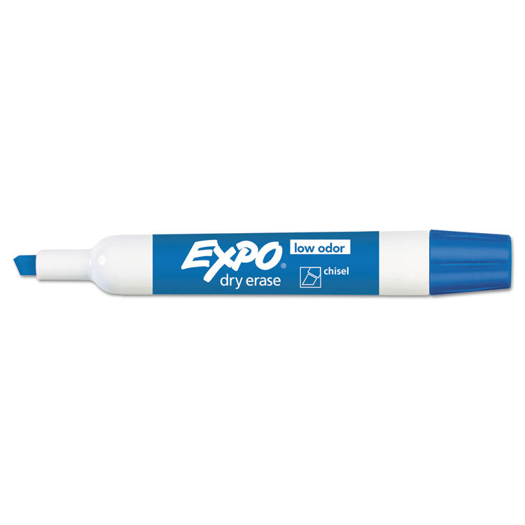 Low-Odor Dry-Erase Marker, Broad Chisel Tip, Blue, Dozen