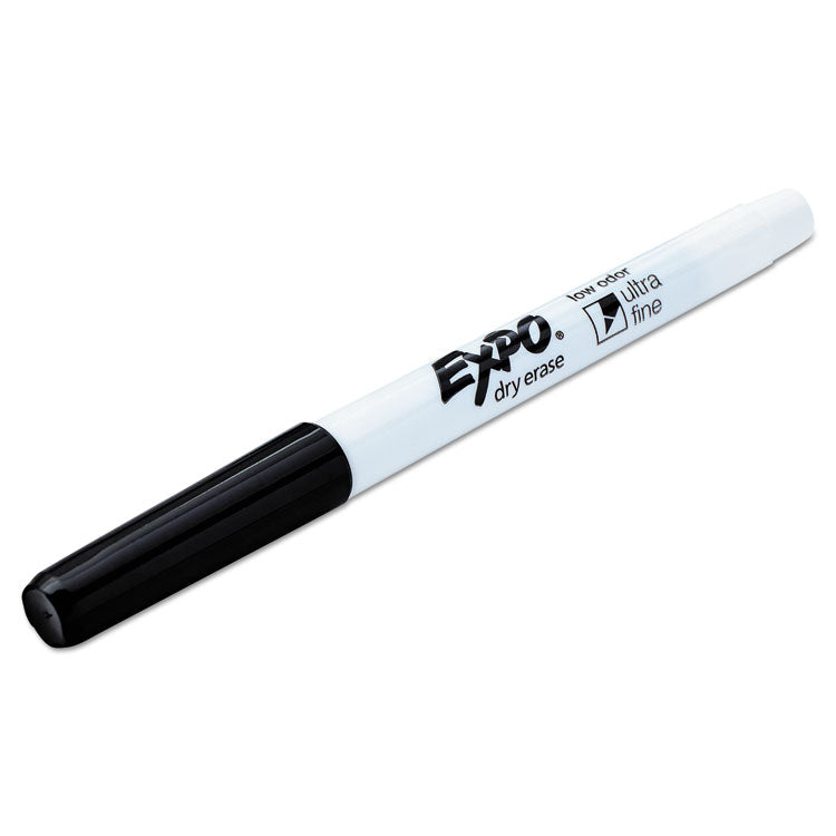 Low-Odor Dry-Erase Marker, Extra-Fine Bullet Tip, Black, 4/Pack