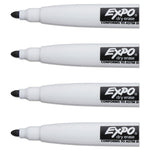Magnetic Dry Erase Marker, Fine Bullet Tip, Black, 4/pack
