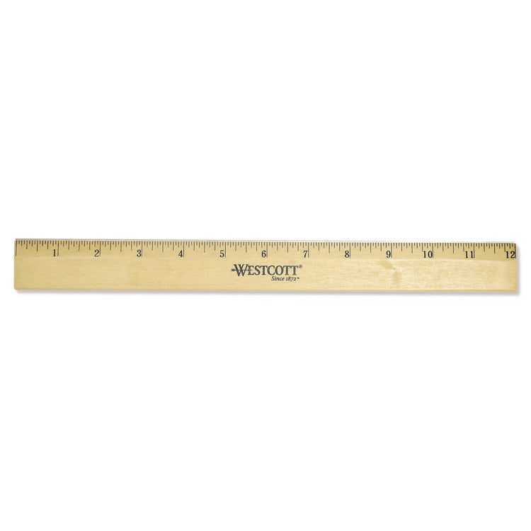 Wood Ruler With Single Metal Edge, Standard, 12" Long