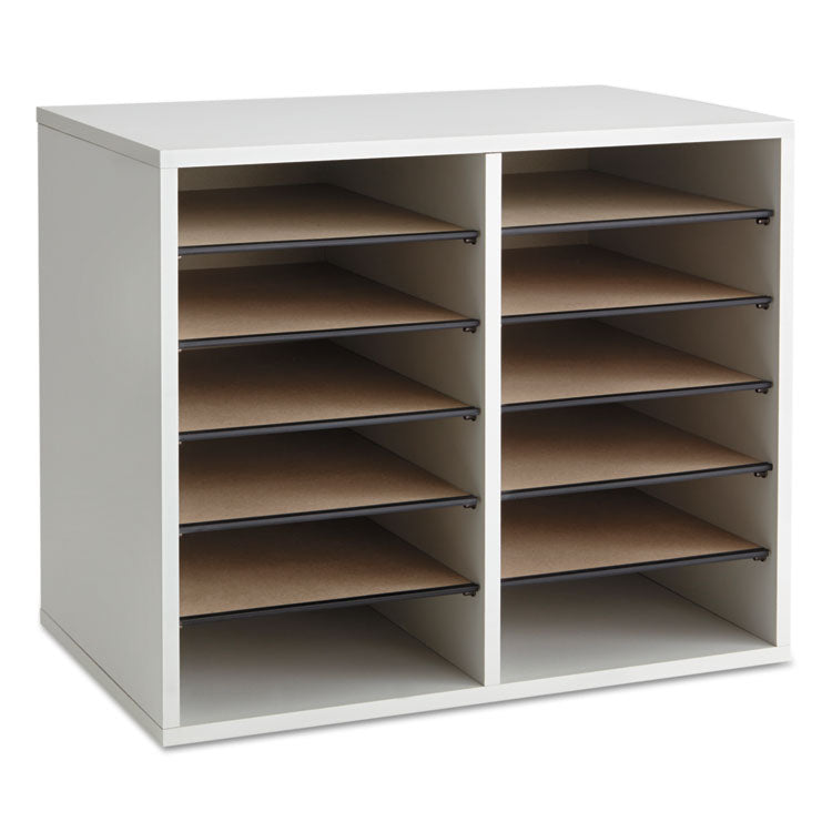 Fiberboard Literature Sorter, 12 Compartments, 19.63 x 11.88 x 16.13, Gray