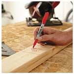 Fine Tip Permanent Marker, Fine Bullet Tip, Red, Dozen