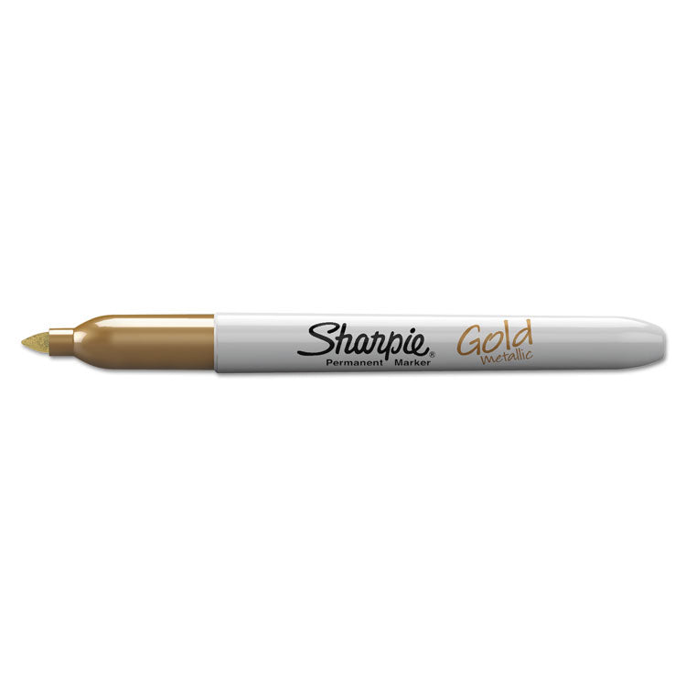 Metallic Fine Point Permanent Markers, Fine Bullet Tip, Gold-Silver-Bronze, 6/pack
