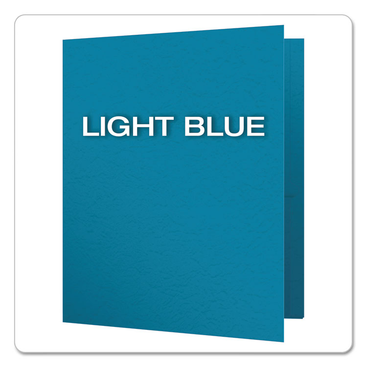 Twin-Pocket Folders With 3 Fasteners, 0.5" Capacity, 11 X 8.5, Light Blue, 25/box