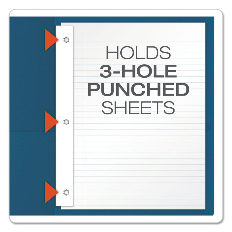 Twin-Pocket Folders With 3 Fasteners, 0.5" Capacity, 11 X 8.5, Blue, 25/box