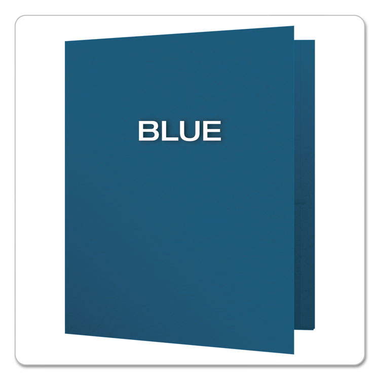 Twin-Pocket Folders With 3 Fasteners, 0.5" Capacity, 11 X 8.5, Blue, 25/box