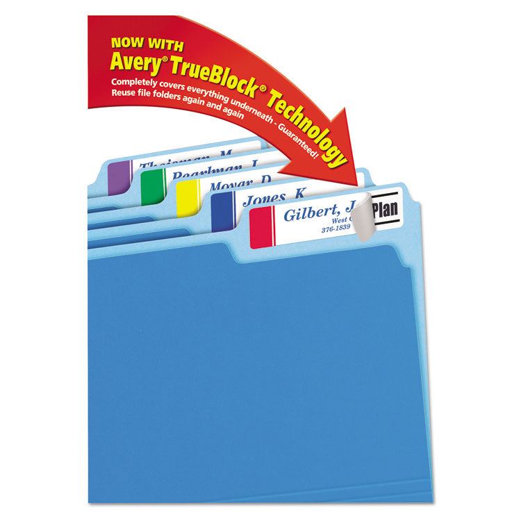 Extra-Large Trueblock File Folder Labels With Sure Feed Technology, 0.94 X 3.44, White, 18/sheet, 25 Sheets/pack