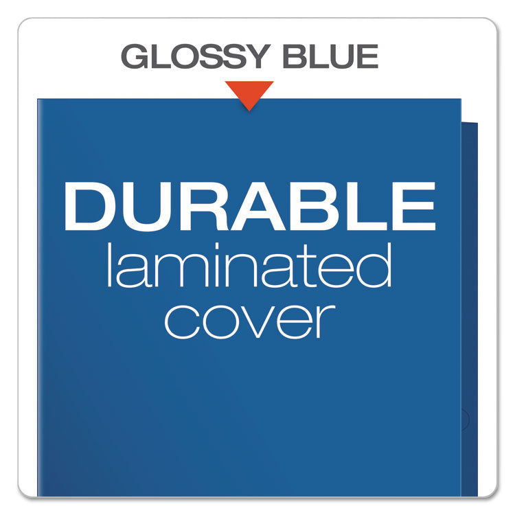 High Gloss Laminated Paperboard Folder, 100-Sheet Capacity, 11 X 8.5, Blue, 25/box
