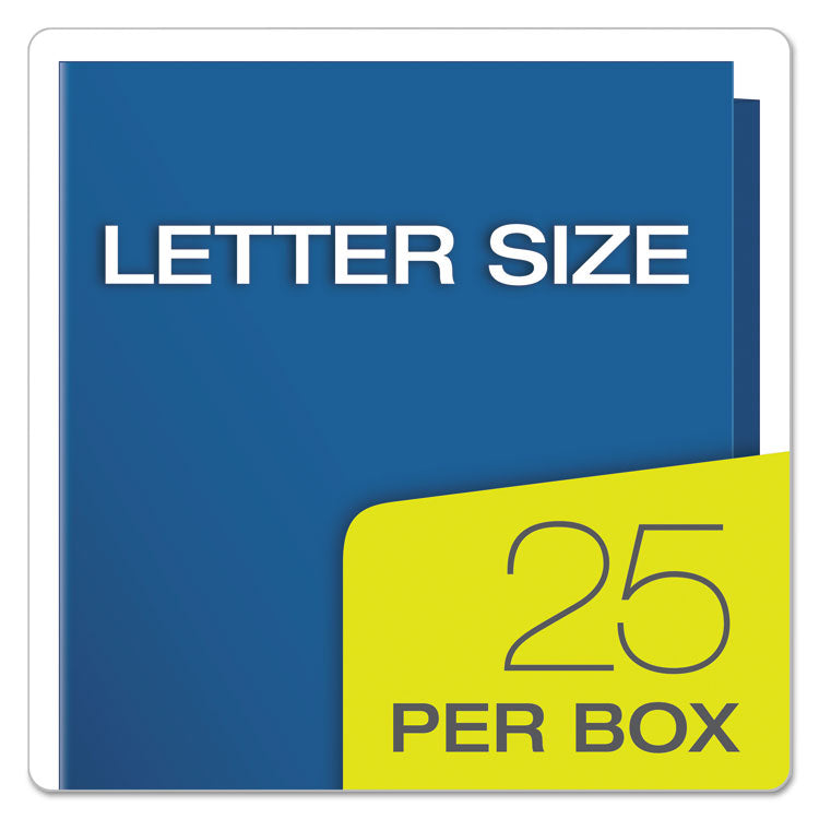 High Gloss Laminated Paperboard Folder, 100-Sheet Capacity, 11 X 8.5, Blue, 25/box