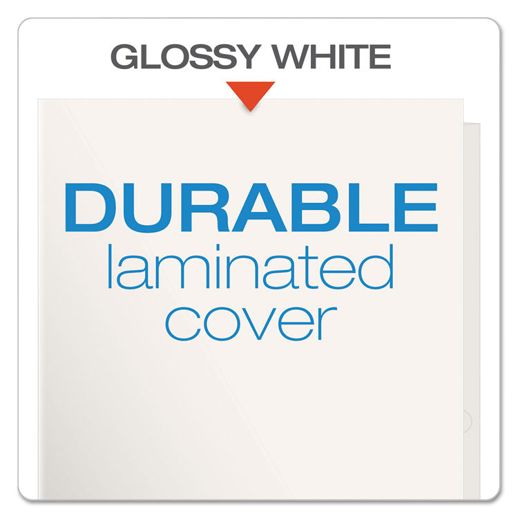 High Gloss Laminated Paperboard Folder, 100-Sheet Capacity, 11 X 8.5, White, 25/box