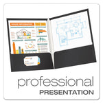High Gloss Laminated Paperboard Folder, 100-Sheet Capacity, 11 X 8.5, Black, 25/box