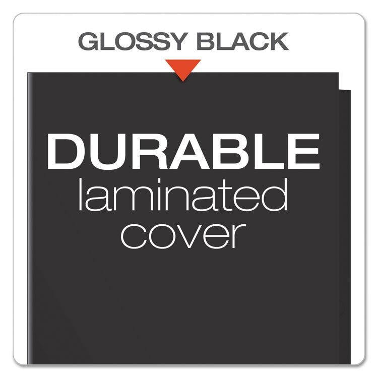 High Gloss Laminated Paperboard Folder, 100-Sheet Capacity, 11 X 8.5, Black, 25/box