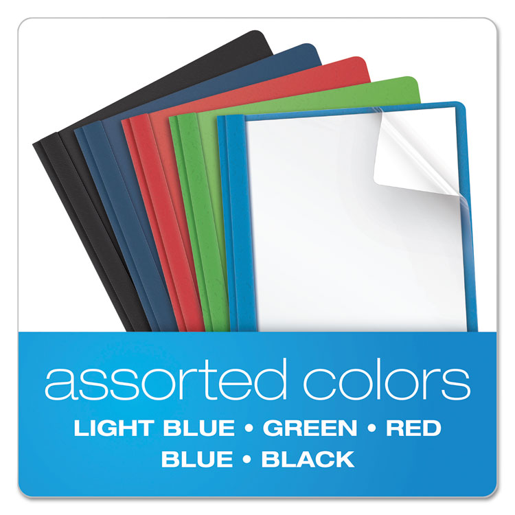 Clear Front Standard Grade Report Cover, Three-Prong Fastener, 0.5" Capacity, 8.5 X 11, Clear/assorted, 25/box