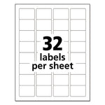 Durable Permanent Id Labels With Trueblock Technology, Laser Printers, 1.25 X 1.75, White, 32/sheet, 50 Sheets/pack