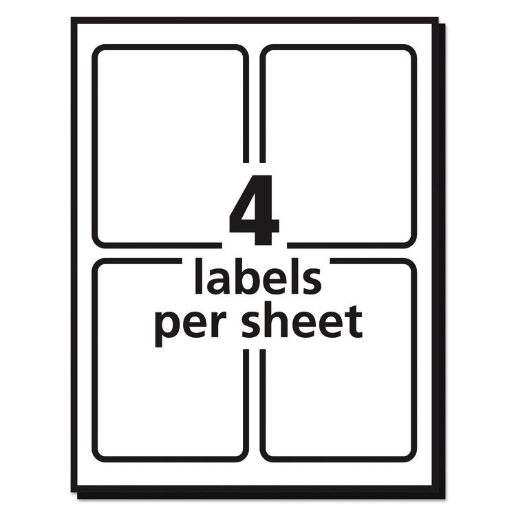 Vibrant Laser Color-Print Labels w/ Sure Feed, 3.75 x 4.75, White, 100/PK