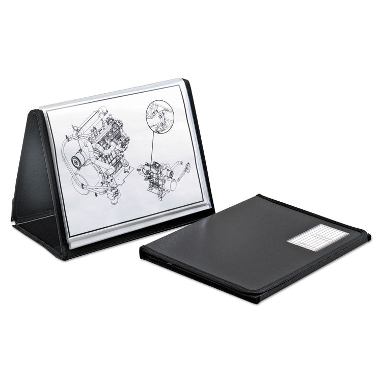 Showfile Horizontal Display Easel, 20 Letter-Size Sleeves, Black