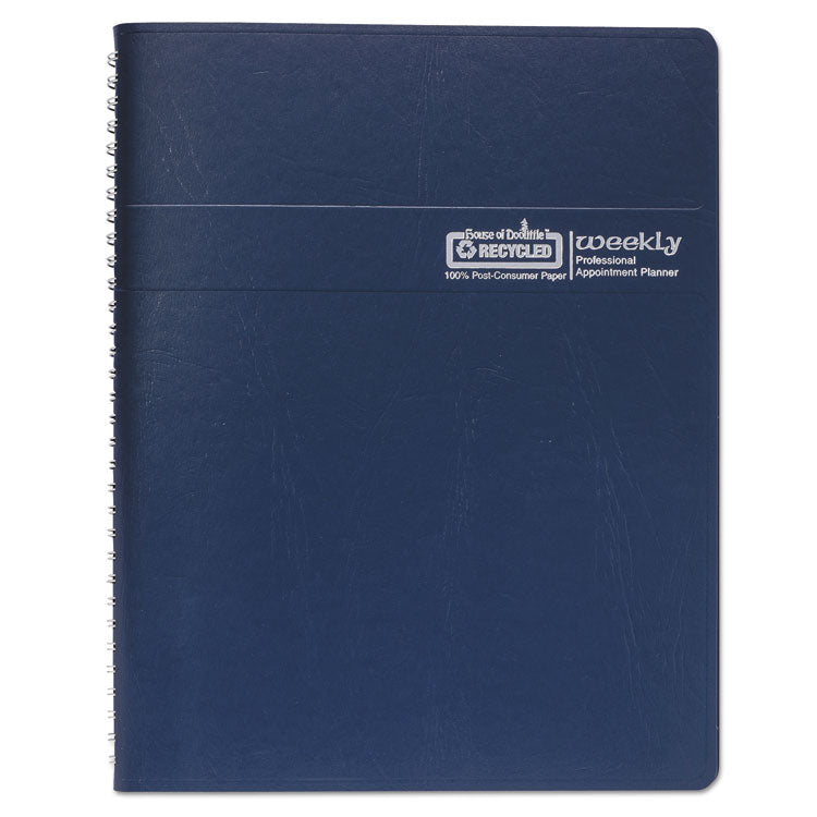 Recycled Professional Weekly Planner, 15-Minute Appts, 11 x 8.5, Blue Wirebound Soft Cover, 12-Month (Jan to Dec): 2025