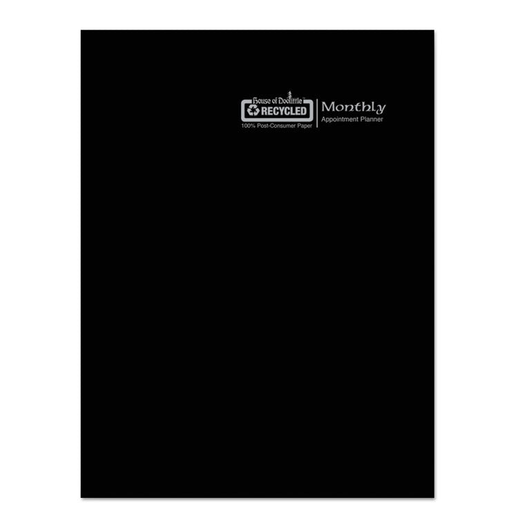Recycled Ruled 14-Month Planner with Leatherette Cover, 11 x 8.5, Black Cover, 14-Month: Dec 2024 to Jan 2026