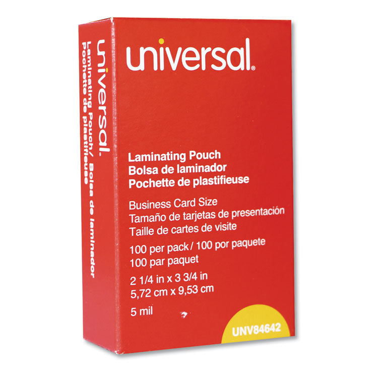 Laminating Pouches, 5 Mil, 3.75" X 2.25", Gloss Clear, 100/box