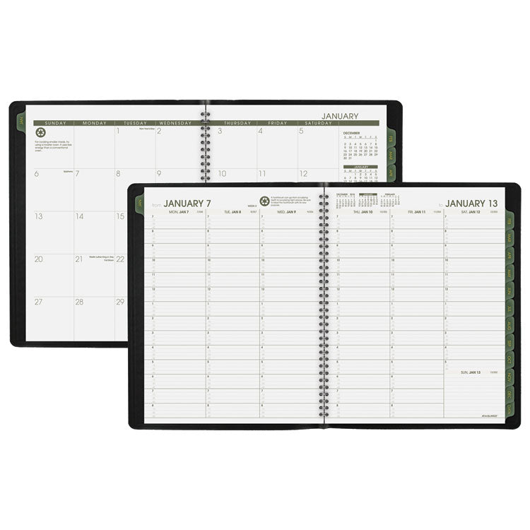 Recycled Weekly Vertical-Column Format Appointment Book, 11 x 8.25, Black Cover, 12-Month (Jan to Dec): 2025