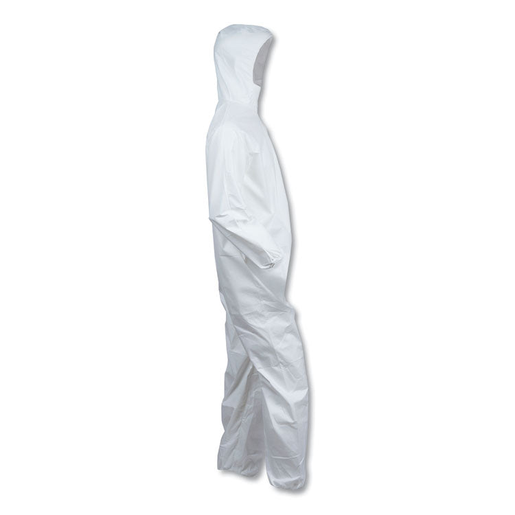 A40 Elastic-Cuff and Ankle Hooded Coveralls, Large, White, 25/Carton