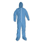 A65 Zipper Front Hood and Boot Flame-Resistant Coveralls, Elastic Wrist and Ankles, 4X-Large, Blue, 21/Carton