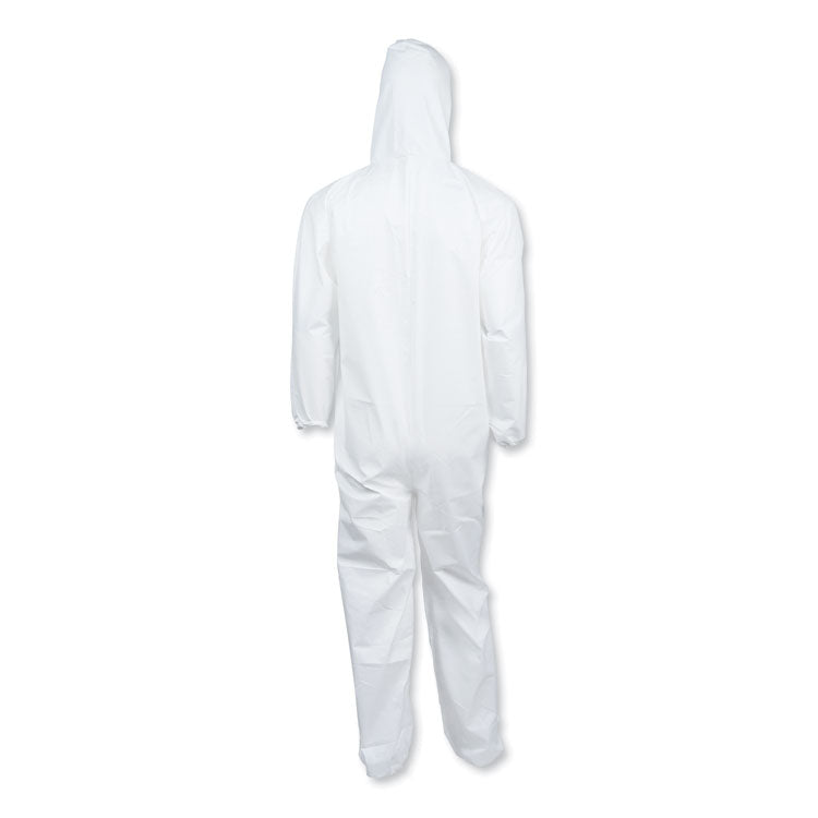 A40 Elastic-Cuff and Ankle Hooded Coveralls, Large, White, 25/Carton