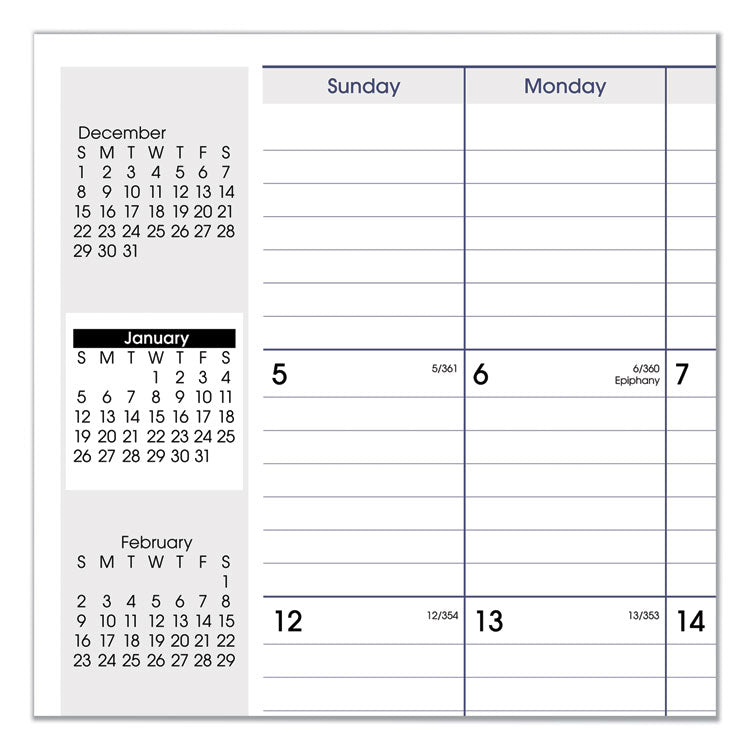 DayMinder Monthly Planner, Ruled Blocks, 12 x 8, Black Cover, 14-Month: Dec 2024 to Jan 2026