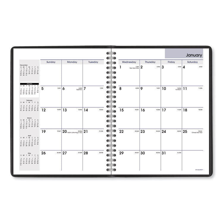 DayMinder Monthly Planner with Notes Column, Ruled Blocks, 8.75 x 7, Black Cover, 12-Month (Jan to Dec): 2025