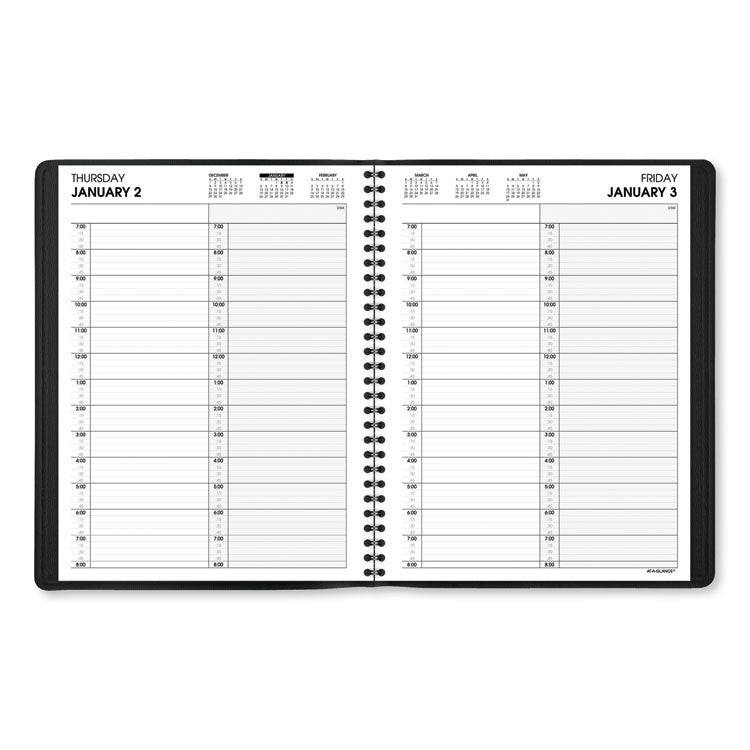 Two-Person Group Daily Appointment Book, 11 x 8, Black Cover, 12-Month (Jan to Dec): 2025