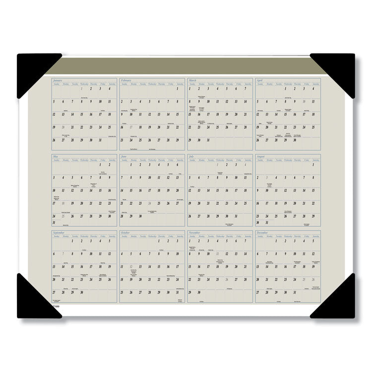 Executive Monthly Desk Pad Calendar, 22 x 17, White Sheets, Black Corners, 12-Month (Jan to Dec): 2025