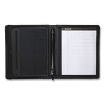 Leather Multi-Ring Zippered Portfolio, Two-Part, 1" Cap, 11 X 13 1/2, Black