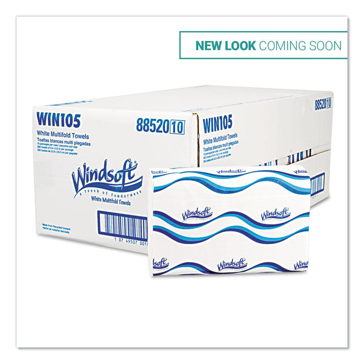 Multifold Paper Towels, 1-Ply, White, 9.25 x 9.5, 250/Pack, 16 Packs/Carton