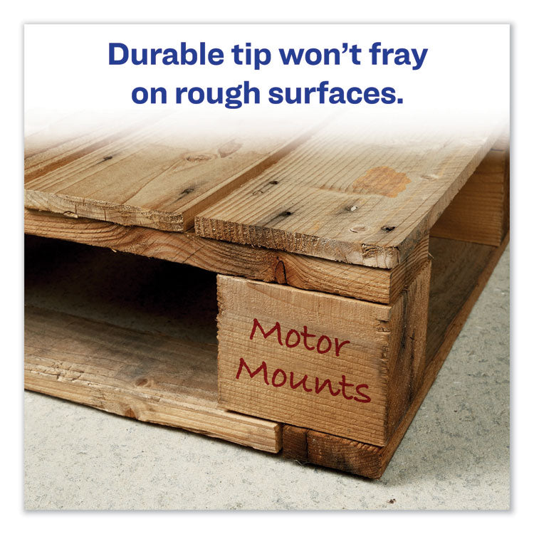 Marks A Lot Regular Desk-Style Permanent Marker, Broad Chisel Tip, Red, Dozen (7887)