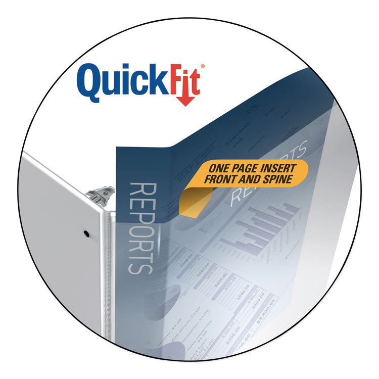 Quickfit Round-Ring View Binder, 3 Rings, 1" Capacity, 11 X 8.5, White