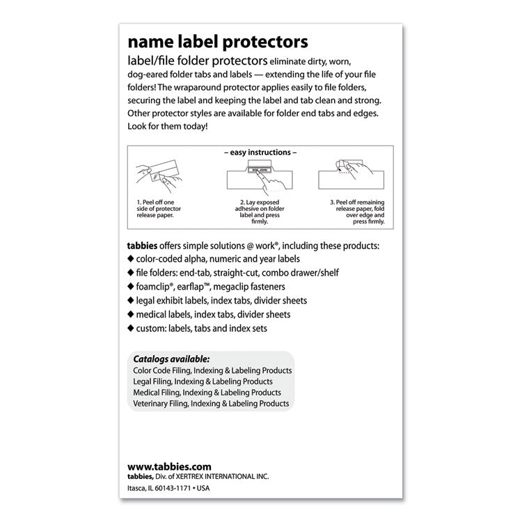 Self-Adhesive Label/File Folder Protector, Top Tab, 3.5 x 2, Clear, 500/Box