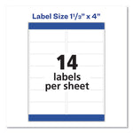 Easy Peel White Address Labels W/ Sure Feed Technology, Laser Printers, 1.33 X 4, White, 14/sheet, 250 Sheets/box