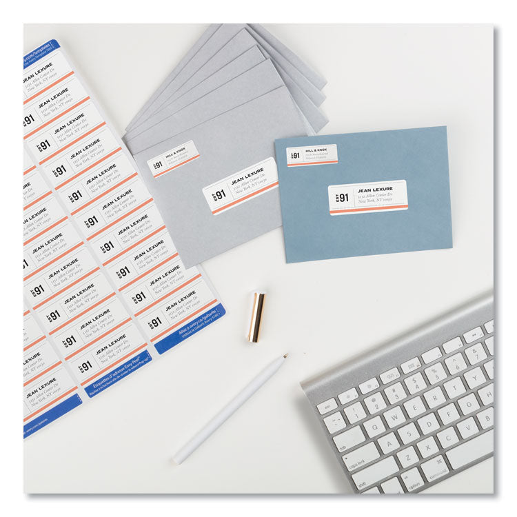 Easy Peel White Address Labels W/ Sure Feed Technology, Laser Printers, 1 X 2.63, White, 30/sheet, 500 Sheets/box