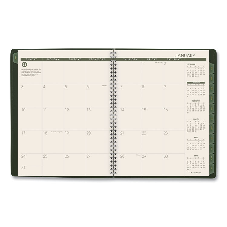 Recycled Weekly Vertical-Column Format Appointment Book, 11 x 8.25, Green Cover, 12-Month (Jan to Dec): 2025