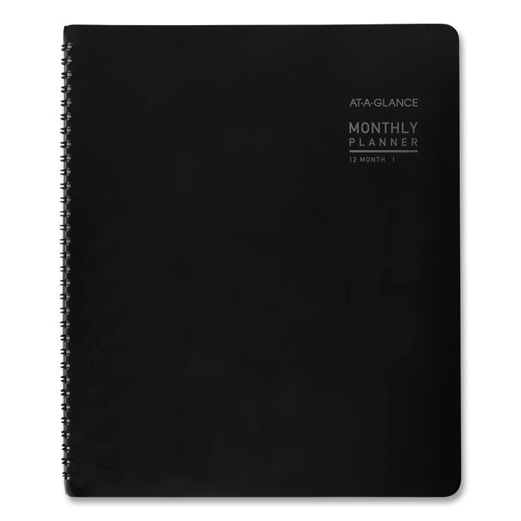 Contemporary Monthly Planner, Premium Paper, 11 x 9, Black Cover, 12-Month (Jan to Dec): 2025