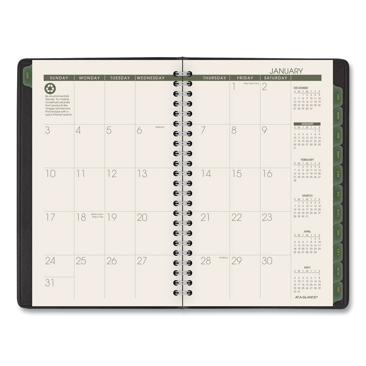 Recycled Weekly Block Format Appointment Book, 8.5 x 5.5, Black Cover, 12-Month (Jan to Dec): 2025