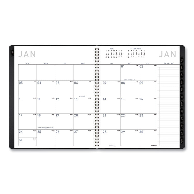 Contemporary Monthly Planner, Premium Paper, 11 x 9, Black Cover, 12-Month (Jan to Dec): 2025
