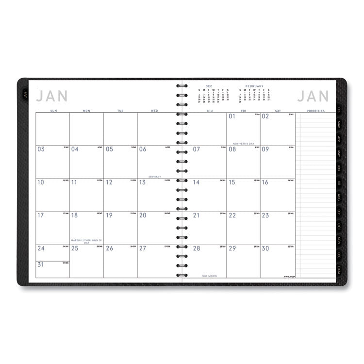 Contemporary Weekly/Monthly Planner, Vertical-Column Format, 11 x 8.25, Graphite Cover, 12-Month (Jan to Dec): 2025