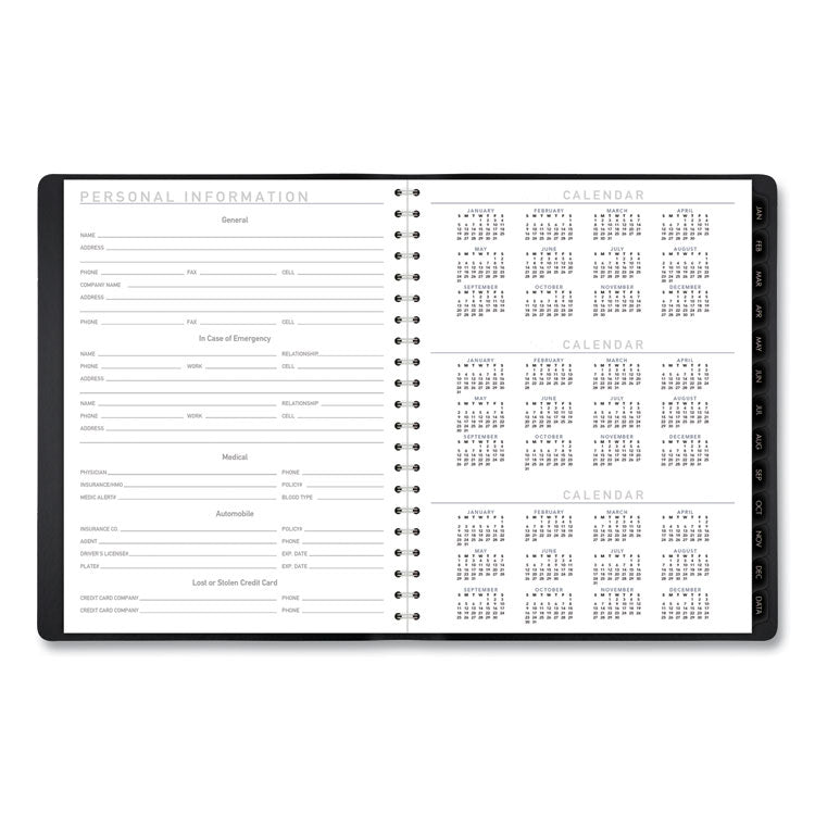 Contemporary Weekly/Monthly Planner, Vertical-Column Format, 11 x 8.25, Black Cover, 12-Month (Jan to Dec): 2025