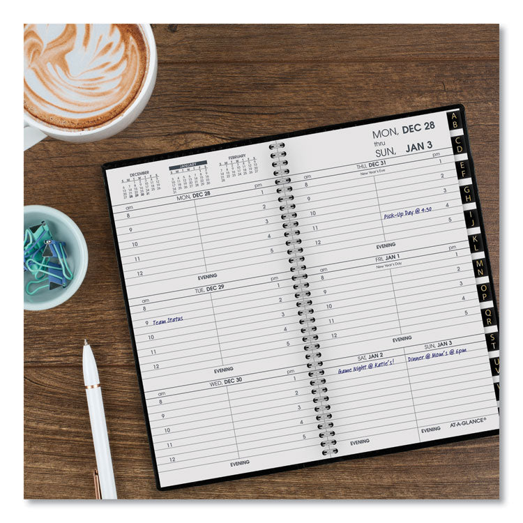 Compact Weekly Appointment Book, 6.25 x 3.25, Black Cover, 12-Month (Jan to Dec): 2025