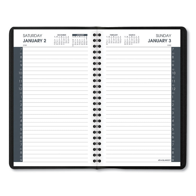 Daily Appointment Book with 30-Minute Appointments, 8 x 5, Black Cover, 12-Month (Jan to Dec): 2025