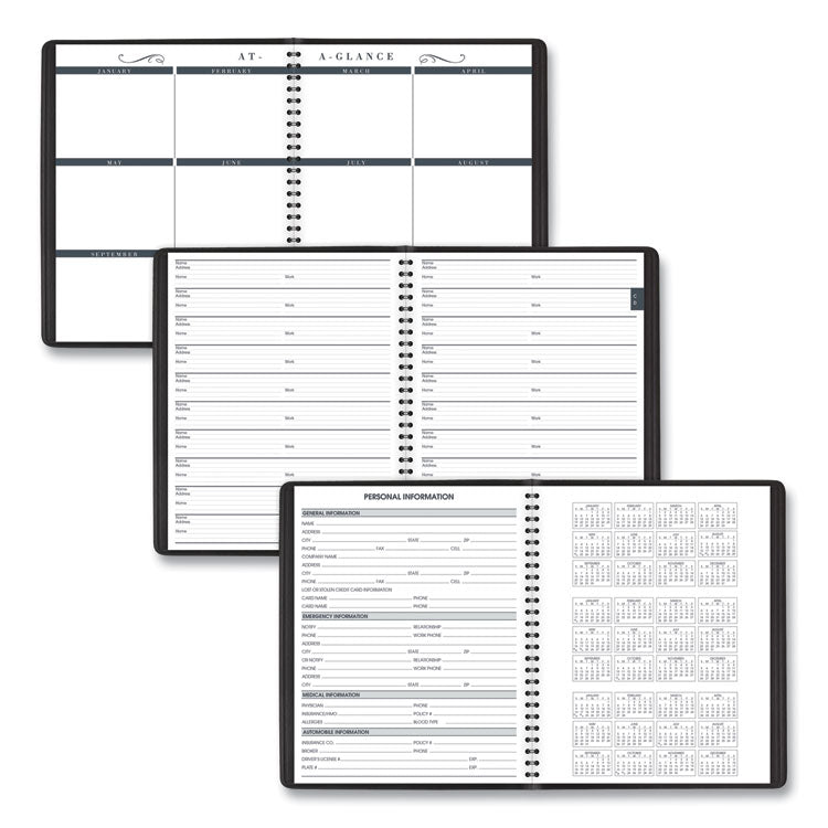 Monthly Planner in Business Week Format, 10 x 8, Black Cover, 12-Month (Jan to Dec): 2025